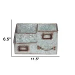 Benzara 3-Bin Galvanized Metal Tissue Box and Organizer with Label Slots thumbnail 4