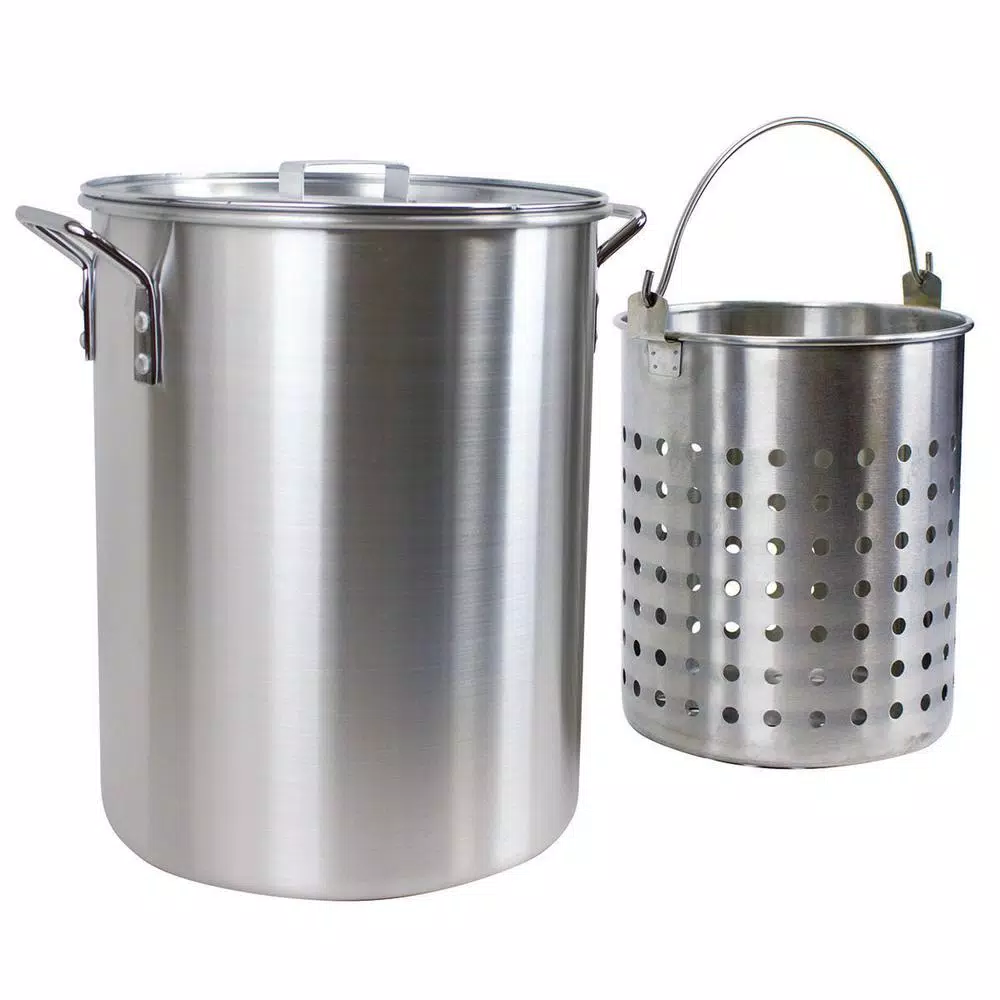 Chard 30 Qt. Aluminum Stock Pot with Strainer Basket and Vented Cover