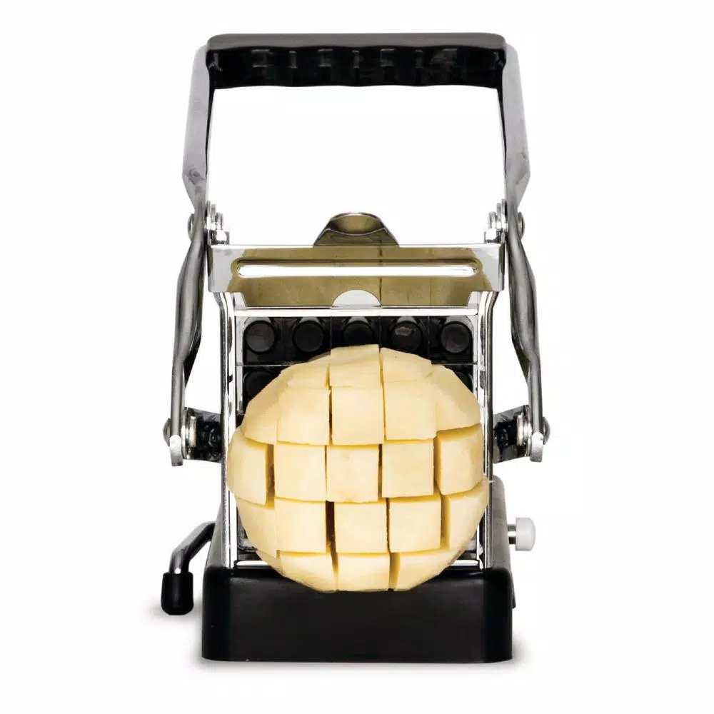 Starfrit Stainless Steel Fry Cutter, Manual Potato Slicer with Suction Base
