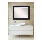 Amanti Art 33 in. W x 27 in. H Mahogany Wood Framed Beveled Edge Rectangular Bathroom Vanity Mirror thumbnail 1