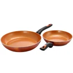 Gibson Home Hummington 2-Piece Aluminum Ceramic Nonstick Frying Pan Set, Metallic Copper thumbnail 5
