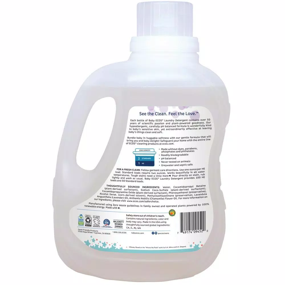 ECOS Baby Disney Lavender and Chamomile Liquid Laundry Detergent, 100 oz.