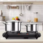 Continental Electric Portable 2-Burner Black Hot Plate with Cast Iron Plates and Adjustable Temperature Controls thumbnail 8