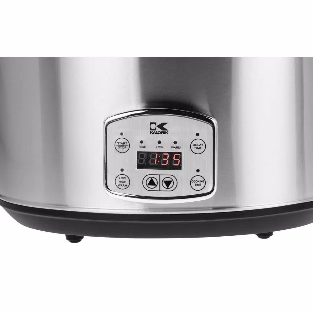 KALORIK 8 Qt. Stainless Steel Digital Slow Cooker with Ceramic Crock and Locking Lid