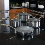 Chantal Induction 21 Steel 7-Piece Ceramic Nonstick Stainless Steel Cookware Set, Brushed Stainless Steel thumbnail 3