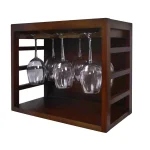 Epicureanist Stackable Hardwood Wine Glass Rack - Dark Brown Stemware Storage thumbnail 3