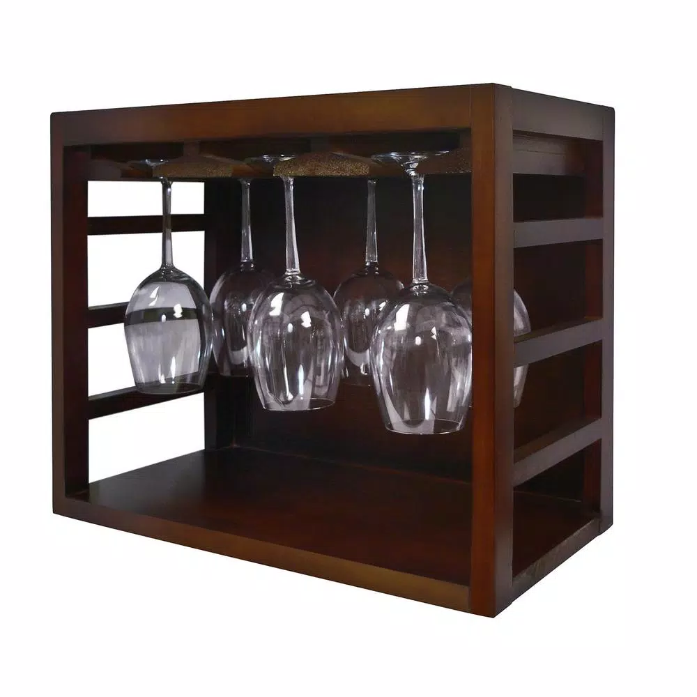 Epicureanist Stackable Hardwood Wine Glass Rack - Dark Brown Stemware Storage