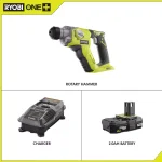 RYOBI 18V ONE+ 1/2 in. SDS-Plus Cordless Rotary Hammer Drill Kit with 2.0 Ah Battery and Charger thumbnail 2