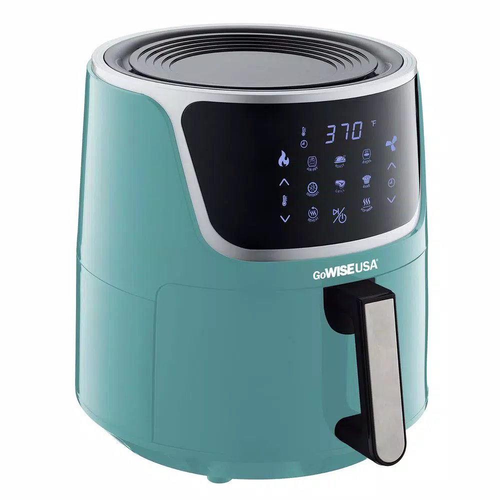 GoWISE USA 7 Qt. Digital Air Fryer with Dehydrator, 8-in-1 Functions and 3 Stackable Racks, Mint