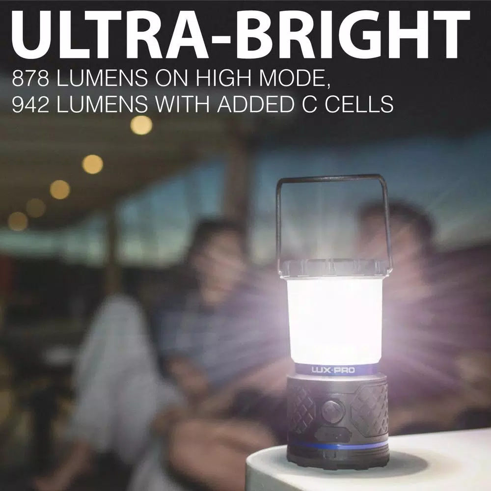 LUXPRO 940 Lumen Dual Power Rechargeable LED Lantern with Power Bank and 360-Degree Diffused Light