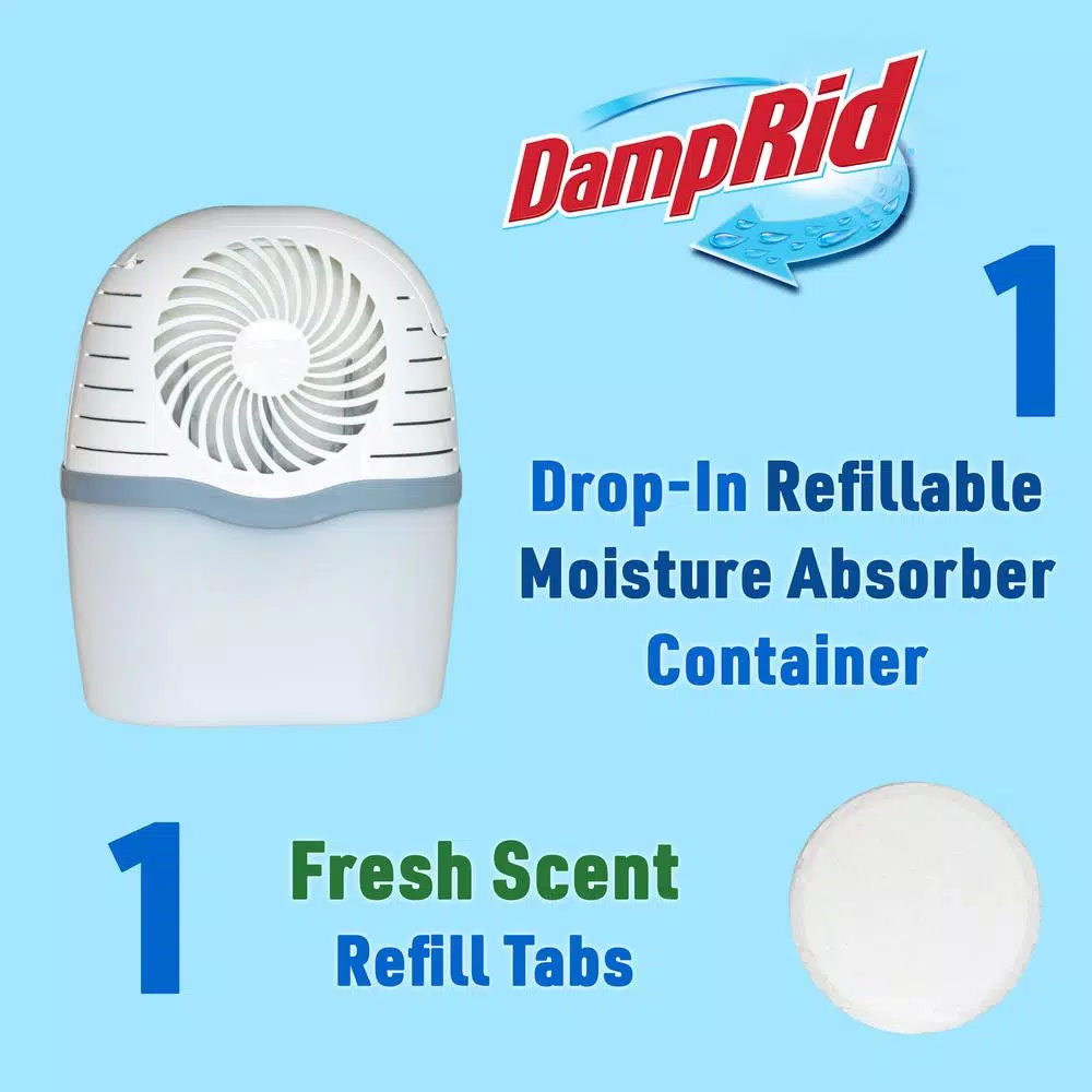 DampRid Fresh Scent Drop-In Tab Moisture Absorber Starter Kit, 15.8 oz.
