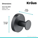 KRAUS Elie Matte Black Solid Brass Robe and Towel Hook thumbnail 2