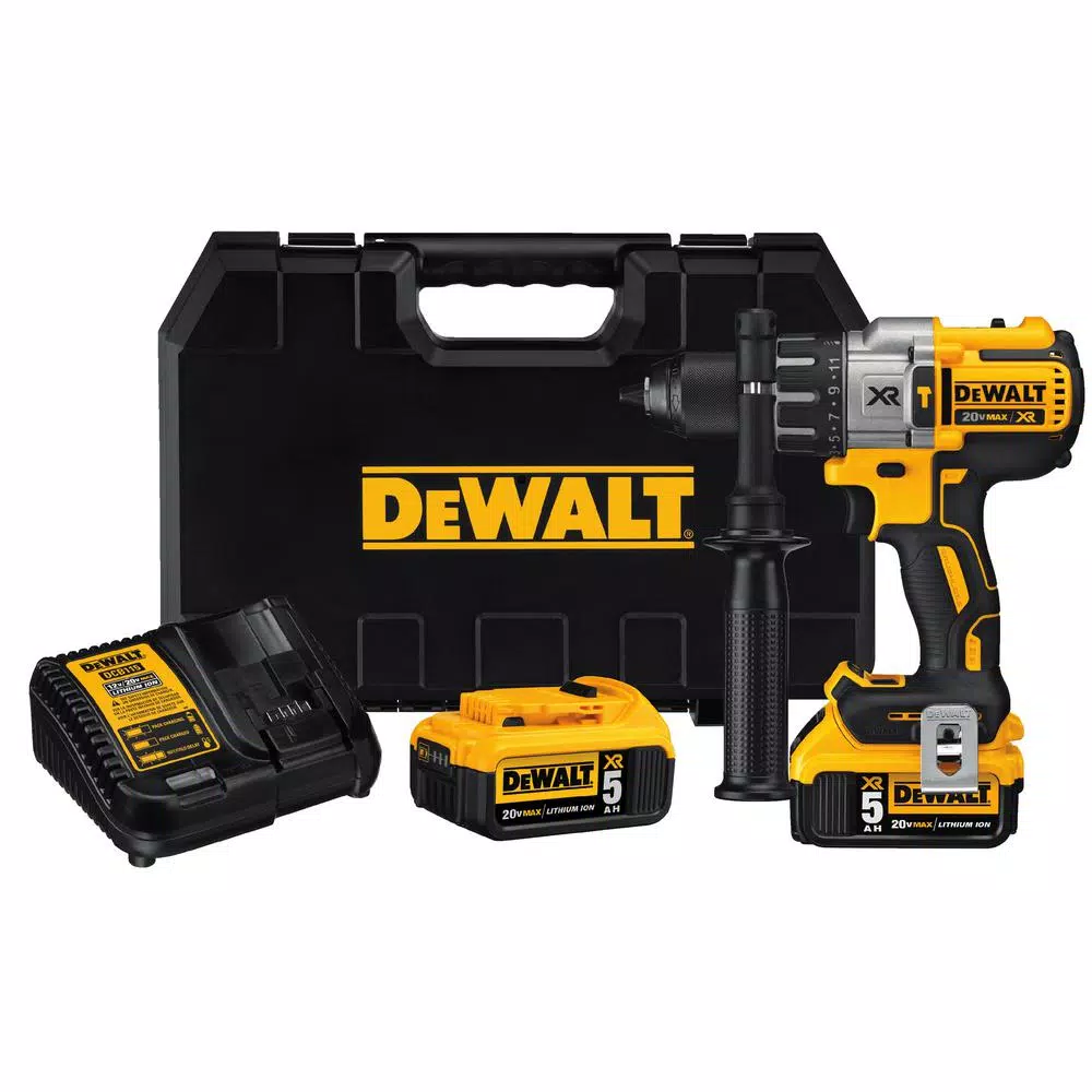 DEWALT 20V MAX XR Brushless 1/2 in. Hammer Drill Kit with (3) 5.0Ah Batteries and Charger
