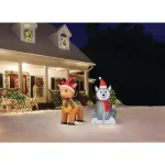 Home Accents Holiday 3.5 ft. Pre-Lit Airblown Inflatable Reindeer with LED Lights, Outdoor Holiday Decoration thumbnail 8