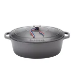 Chasseur 6 qt. Oval Enameled Cast Iron Dutch Oven with Lid, Caviar Grey thumbnail 1