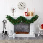 Nearly Natural 6 ft. Pre-lit Mixed Pine Artificial Christmas Garland with LED Lights, Berries and Pinecones thumbnail 4