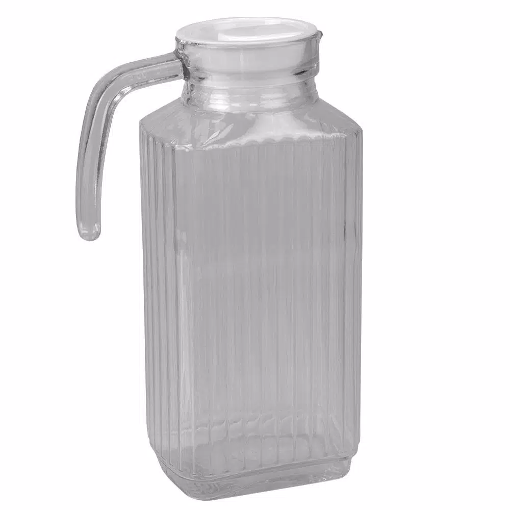 Unbranded Embellished 60.8 fl. oz. Clear Plastic Pitcher with No-Mess Pour Spout and Ergonomic Grip Handle