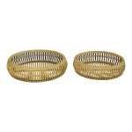 Stratton Home Decor Rattan Trays, Set of 2, Brown Bamboo Decorative Serving Trays thumbnail 1