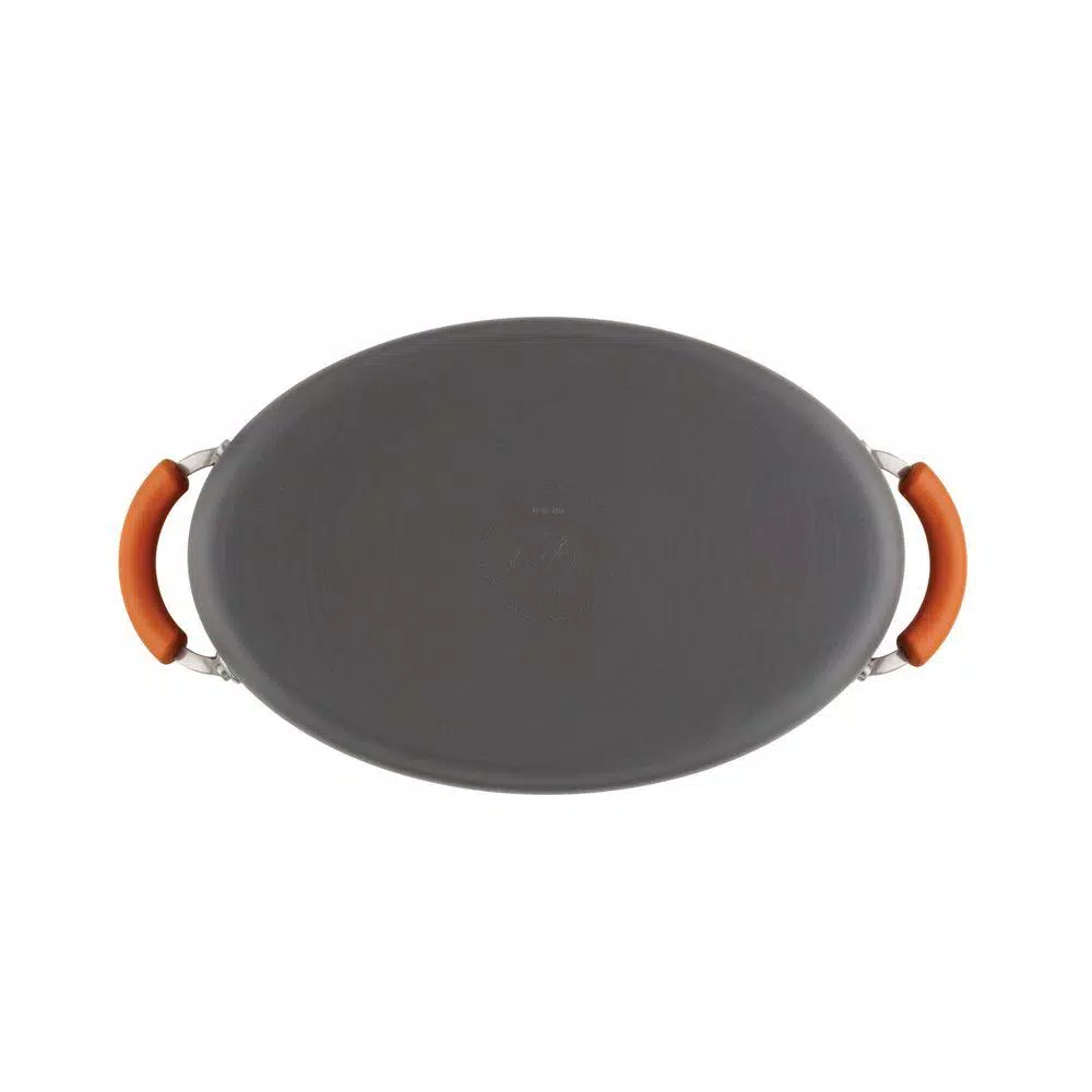 Rachael Ray 8-Quart Hard-Anodized Aluminum Nonstick Pasta Pot with Glass Lid, Orange and Gray