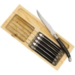 Starfrit European-Style Steak Knife Set, 6-Piece Stainless Steel with Pinewood Storage Box thumbnail 4
