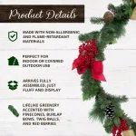 Fraser Hill Farm 24 in. Artificial Christmas Wreath and 9 ft. Garland Set with Red Truck, Berries, and Pinecones thumbnail 2