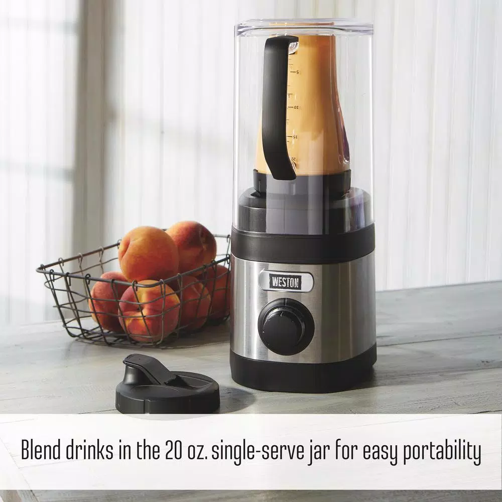 Weston Pro Series 11-Speed Blender with Sound Shield, 32 oz. Shatterproof Jar & 20 oz. Travel Jar, Stainless Steel