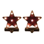 Glitzhome Marquee LED Star Stocking Holder Set of 2 - Metal Holiday Decor thumbnail 1