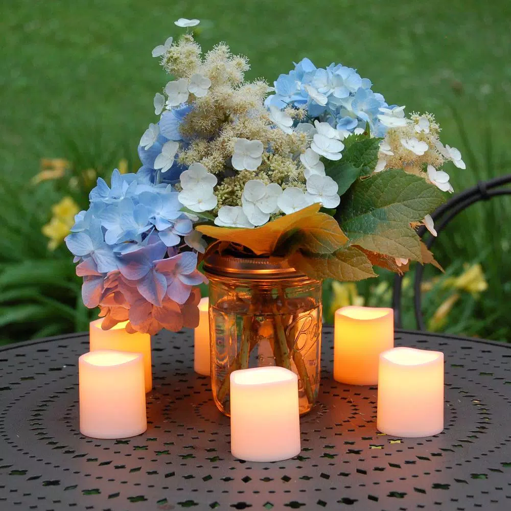 LUMABASE LED Amber Battery Operated Mini Pillar Candles, Set of 6, Flameless Flickering Lights