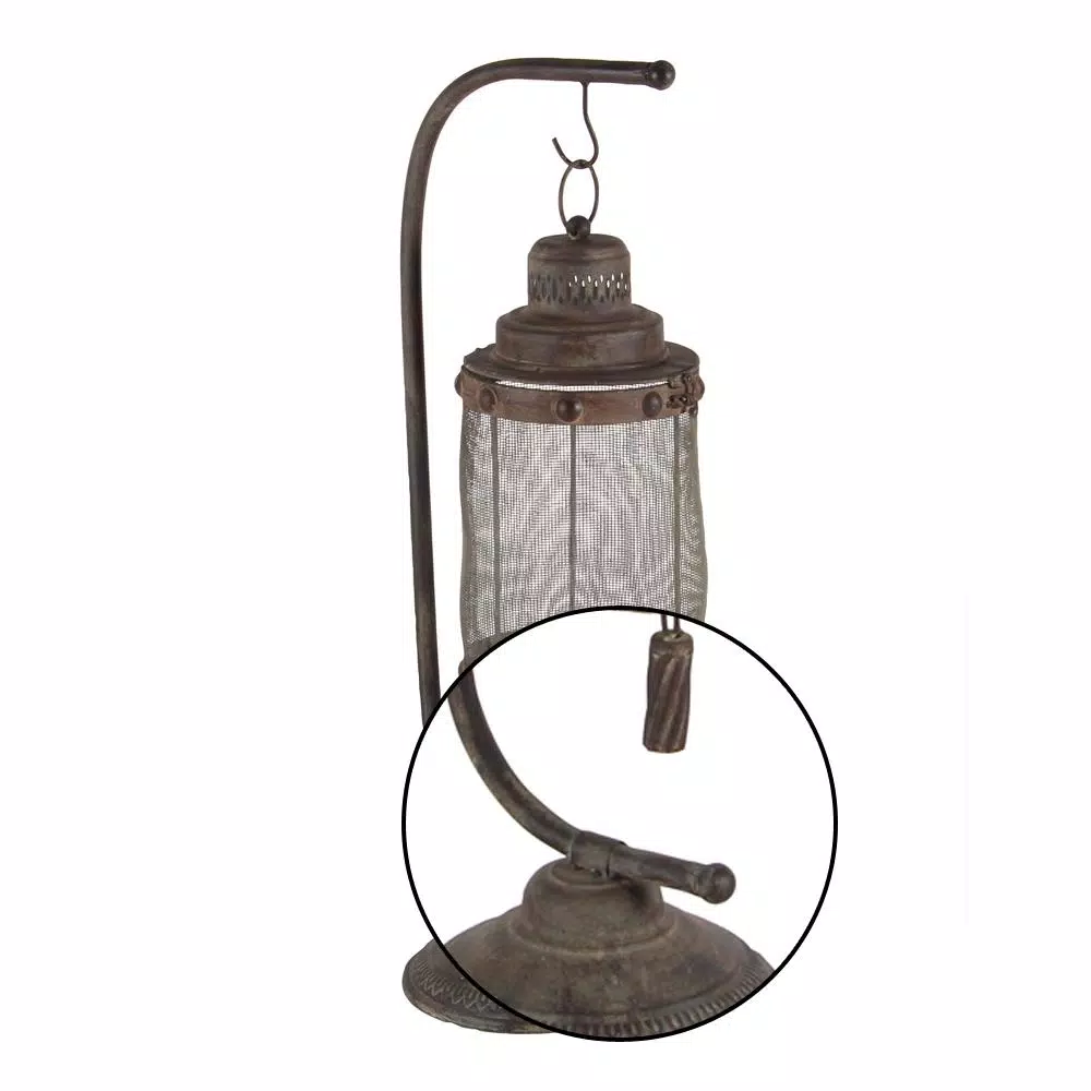 LITTON LANE 28 in. x 8 in. Iron Suspended Cage Candle Holder - Black Industrial Rustic Lantern