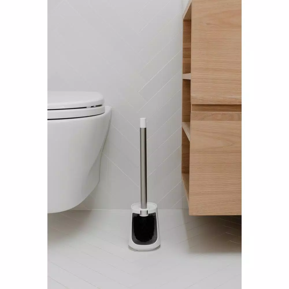 Umbra Step Toilet Brush and Holder Set, White Melamine