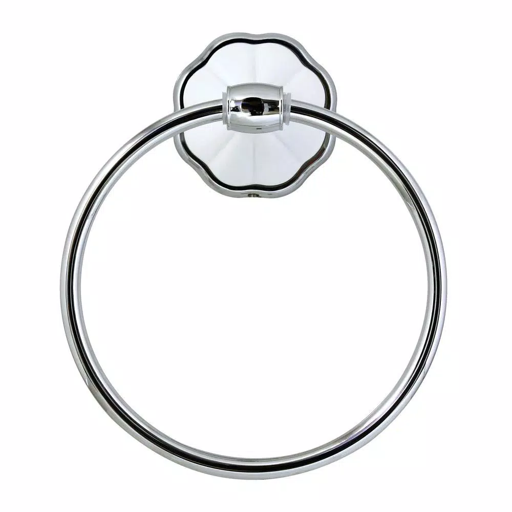 MODONA FLORA Towel Ring - White Porcelain and Polished Chrome Hand Towel Holder
