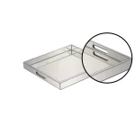LITTON LANE 20 in. Square Modern Silver Decorative Mirror Tray with Polished Aluminum Exterior thumbnail 3