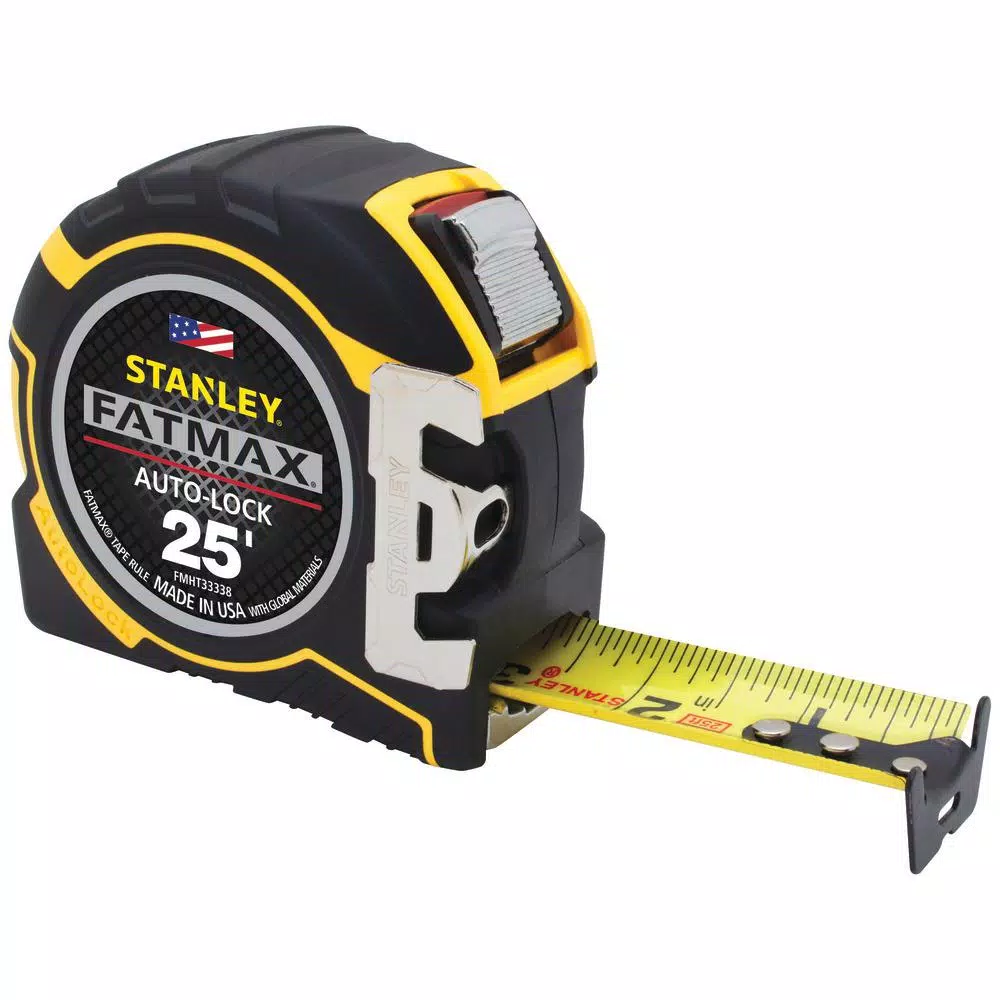 STANLEY FATMAX 25 ft. Auto Lock Tape Measure, 1-1/4 in. Wide Blade, 11 ft. Standout