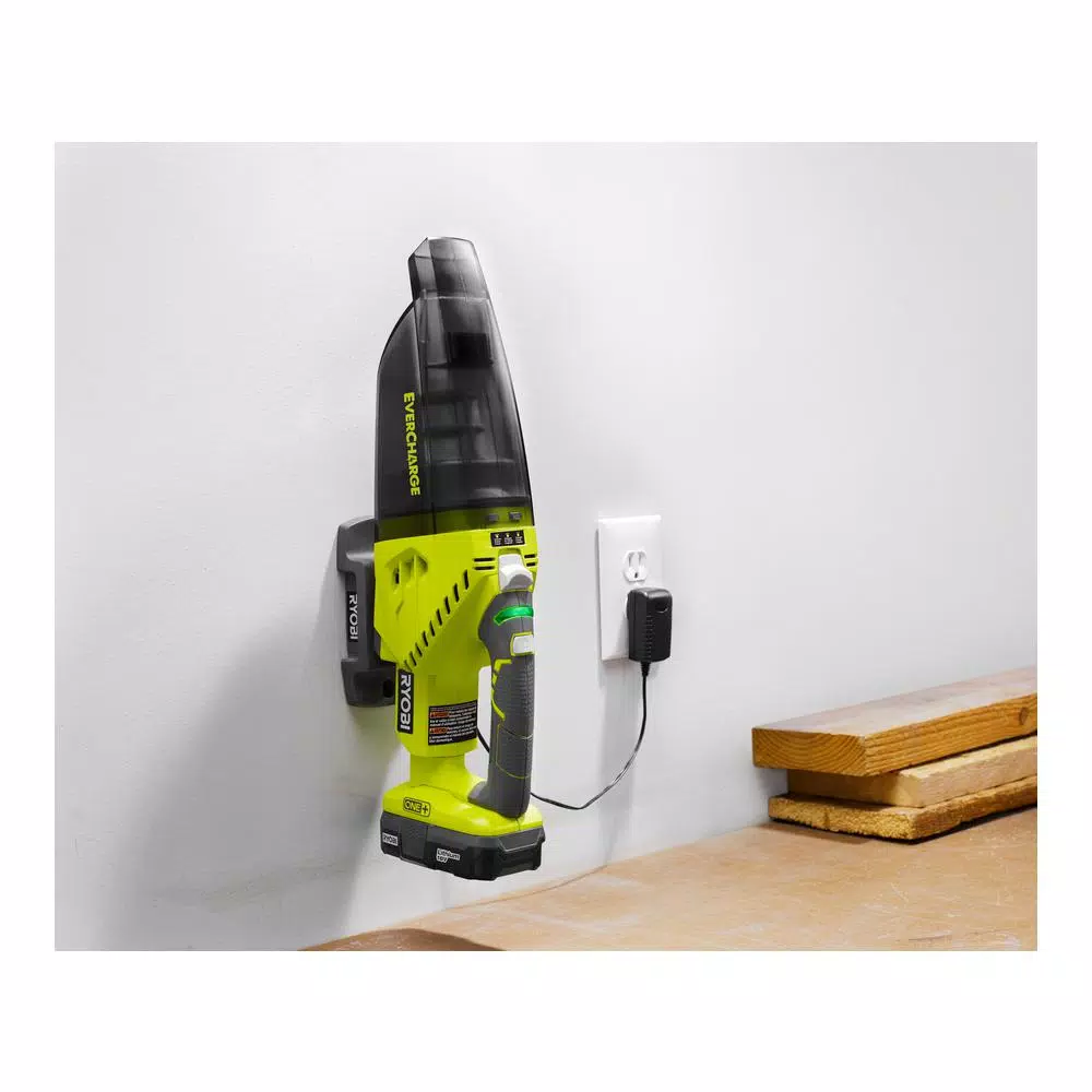 RYOBI 18V ONE+ EVERCHARGE Cordless Hand Vacuum Kit with 1.3 Ah Battery and Wall Charger