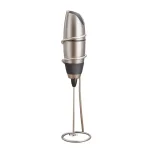BonJour Black Stainless Steel Battery-Powered Milk Frother with Chrome Stand thumbnail 3