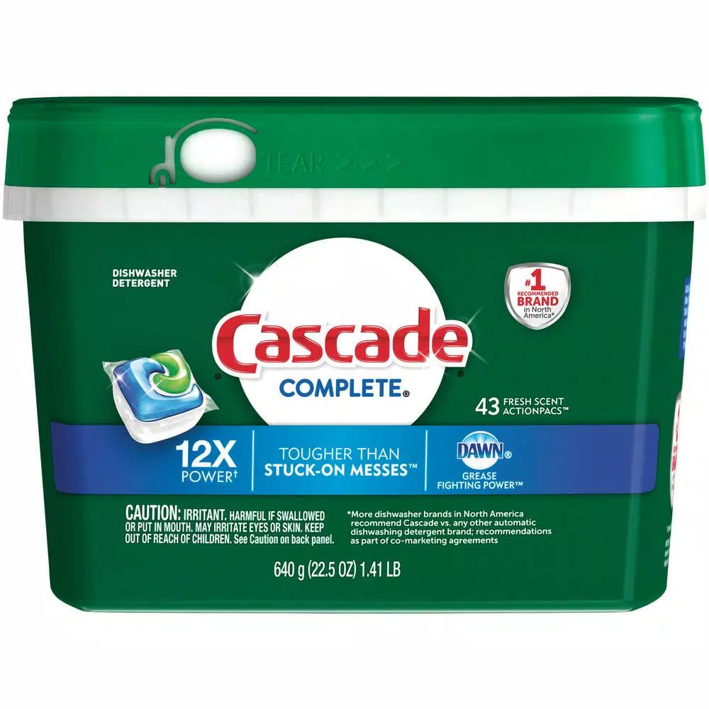 Cascade Complete ActionPacs Dishwasher Detergent with Dawn, Fresh Scent, 43-Count (6-Pack)