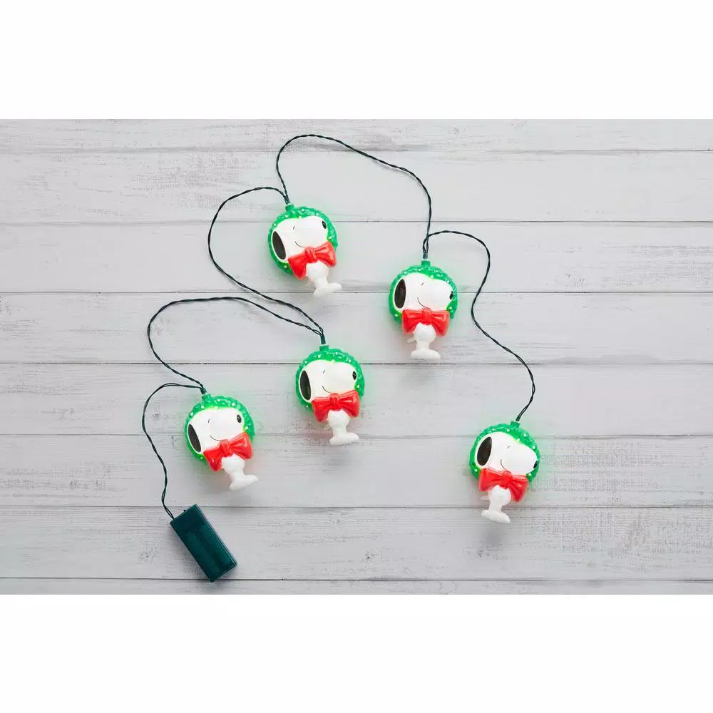Peanuts Snoopy 5-Light LED Battery Operated Holiday String Lights with Timer, 56 in.