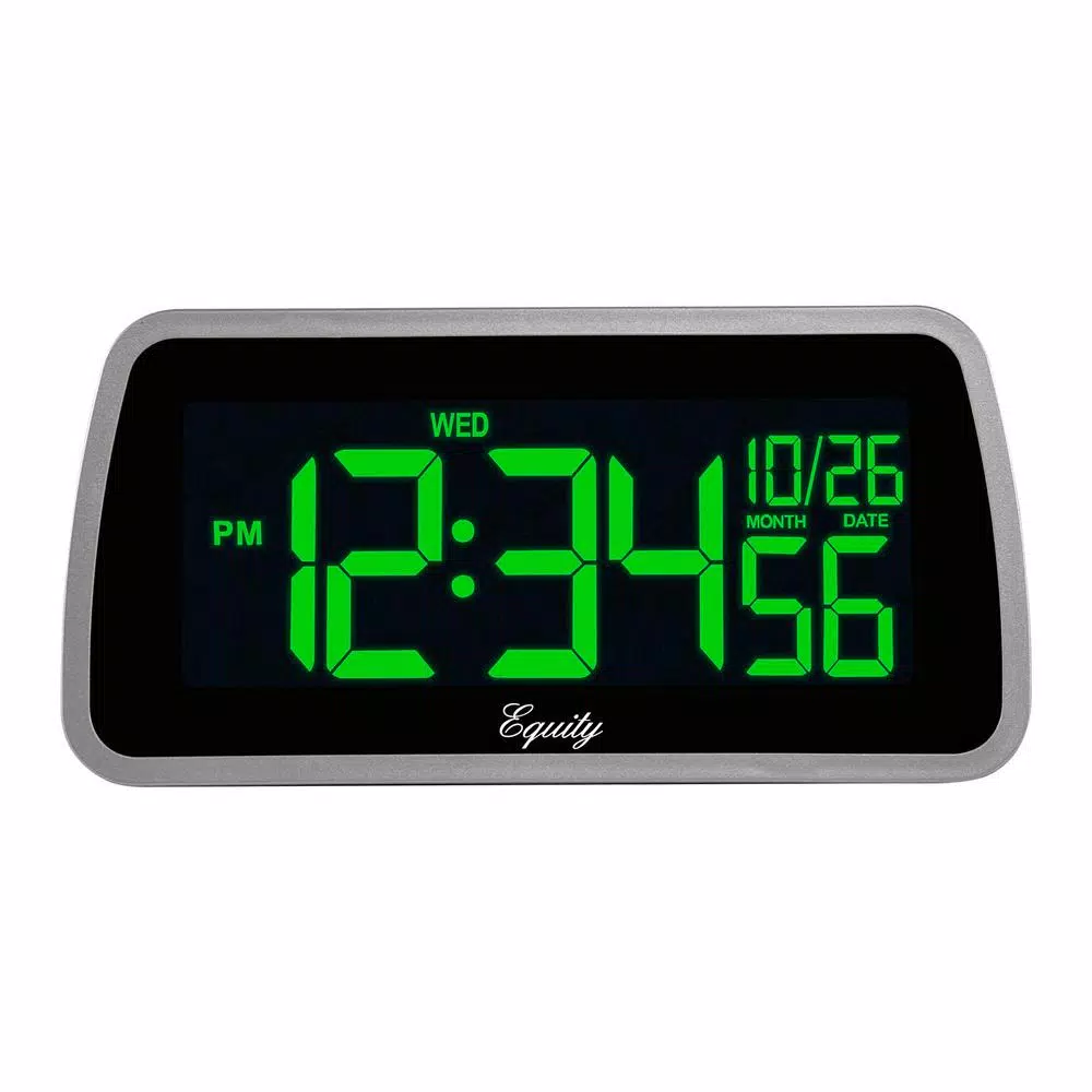 Equity by La Crosse Digital 6 x 4 in. LCD Interchangeable Color Display Alarm Clock - Silver