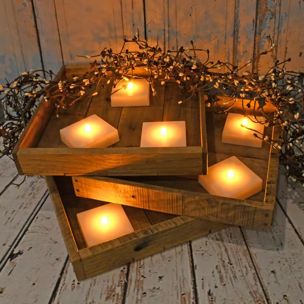 LUMABASE LumaLite Luminaria Lights, 6-Count Amber Flickering LED Battery Operated Flameless Candles