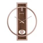 Bulova Phoenix 24 in. x 19 in. Contemporary Wall Clock with Walnut Center and Slow Swing Pendulum thumbnail 1