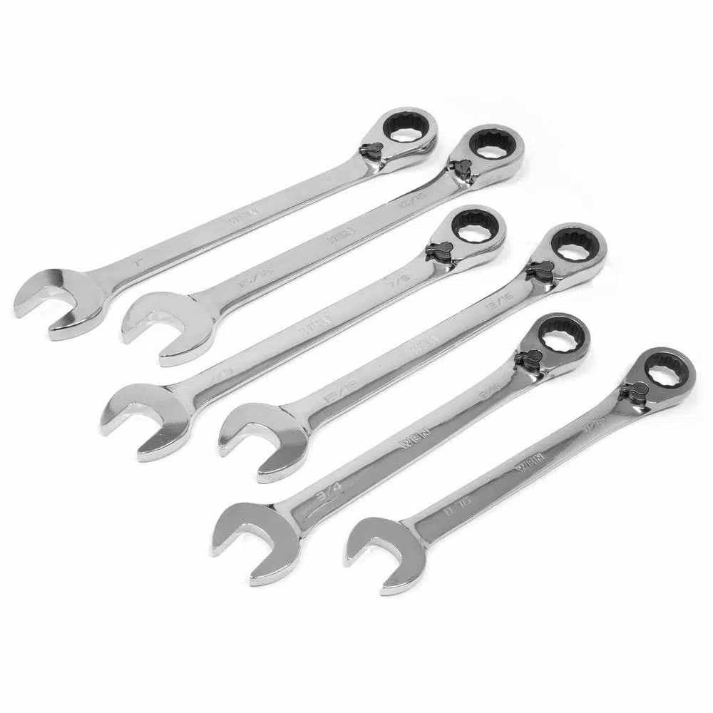 WEN 13-Piece SAE Reversible Ratcheting Combination Wrench Set with Storage Rack
