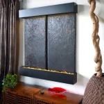 Water Wonders Nojoqui Falls Double Lightweight Slate Wall Fountain with Black Onyx Trim thumbnail 4