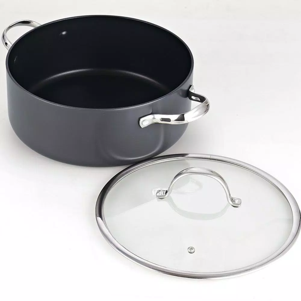 Cooks Standard 7 Qt. Hard-Anodized Aluminum Nonstick Casserole Dish with Glass Lid, Black