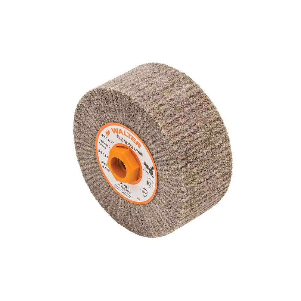 WALTER SURFACE TECHNOLOGIES Blendex Fine Surface Conditioning Drums, 4.5 in. x 2 in. x 5/8 in.-11 in.