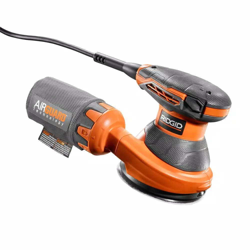 RIDGID 5 in. Corded Random Orbital Sander with AIRGUARD Technology, 3 Amp, Variable Speed