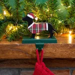 Glitzhome Dachshund Wooden and Metal Stocking Holder, Plaid Outfit & Santa Hat Holiday Decor thumbnail 5