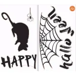 WallPops Happy Halloween Wall Quote Decals - 6 Piece Spider Web and Rat Set thumbnail 3