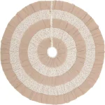 VHC Brands 55 in. Carol Khaki Tan & Winter Floral Ruffled Farmhouse Christmas Tree Skirt thumbnail 1