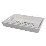 Stonebriar Collection Stonebriar Rustic Worn White Wooden Serving Tray Set of 2 - Happiness is Homemade thumbnail 2