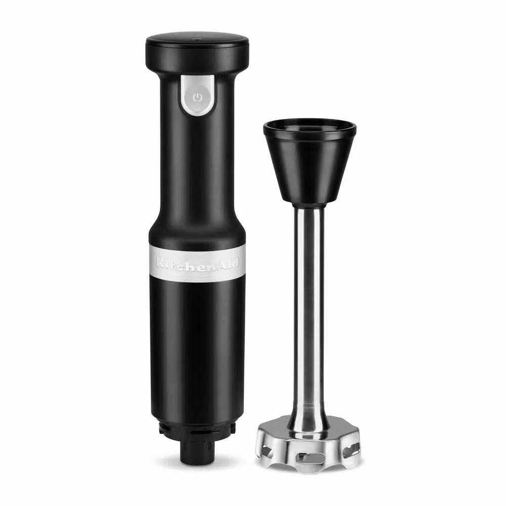 KitchenAid Cordless Variable Speed Hand Blender with Chopper and Whisk Attachments, Black Matte
